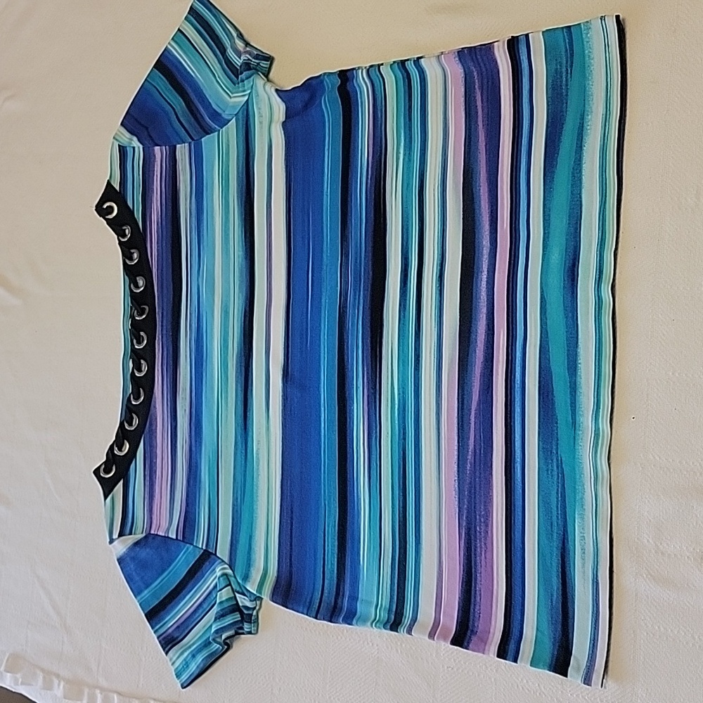 Women's Rafaella Top, Color Blue/Purple Multi, Size XL